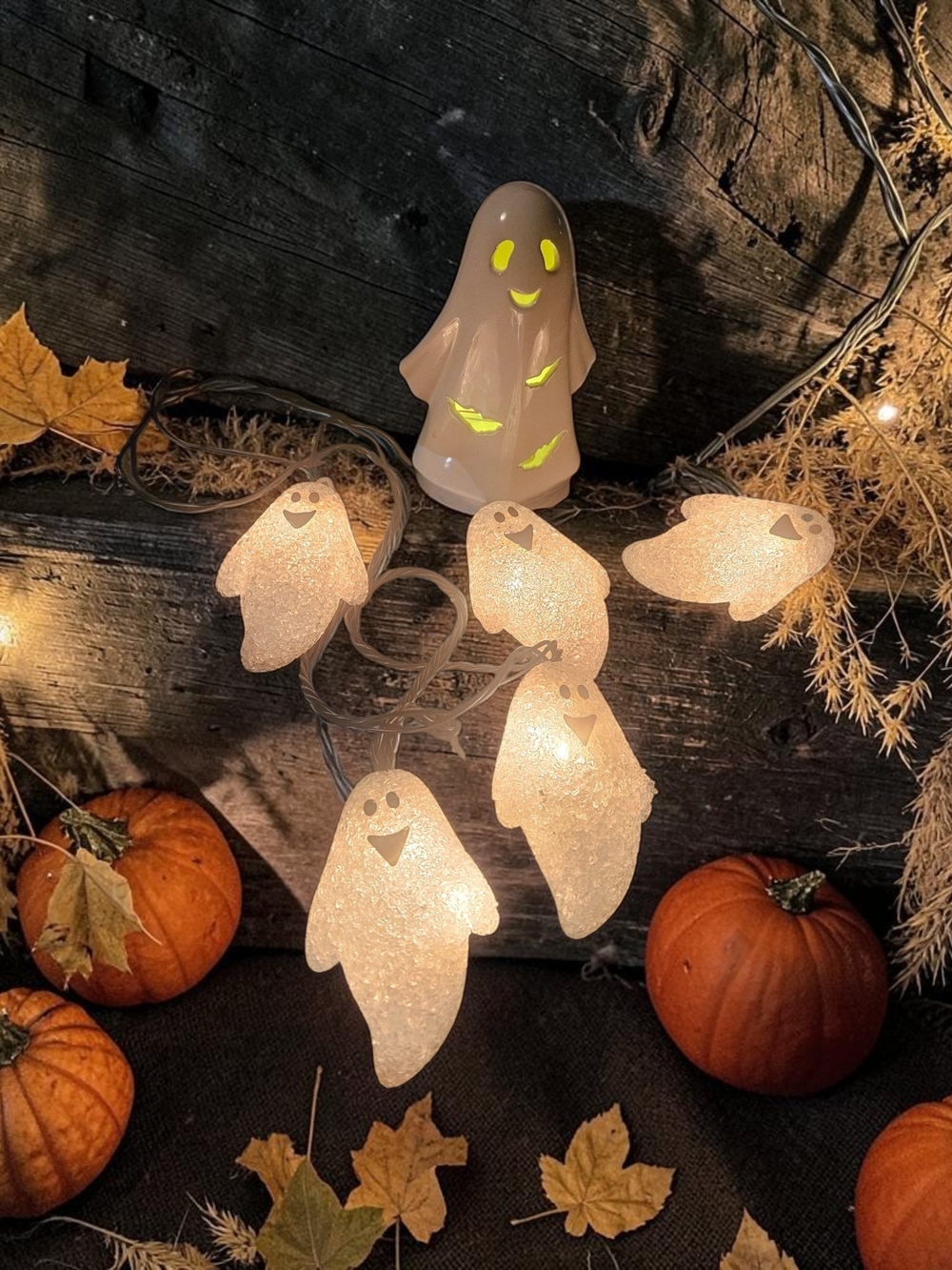 Target Halloween Popcorn Ghost String Lights & Ceramic Light-Up Ghost Set